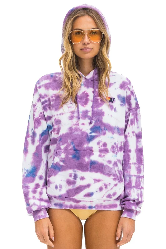 Statement-piece HAND DYED PULLOVER HOODIE RELAXED - TIE DYE MAGENTA