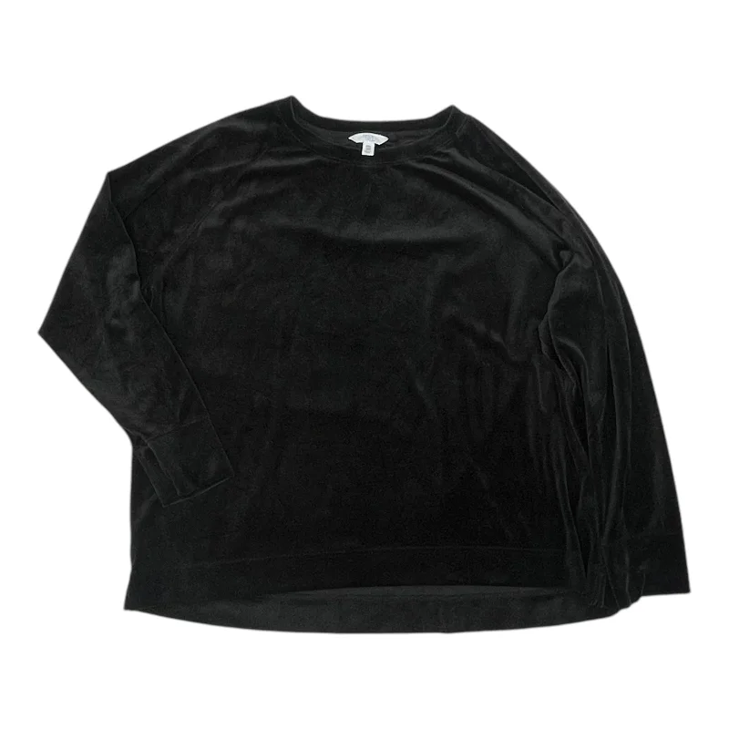 Designer long sleeve Top Ls By Time And Tru In Black, Size:Xxl