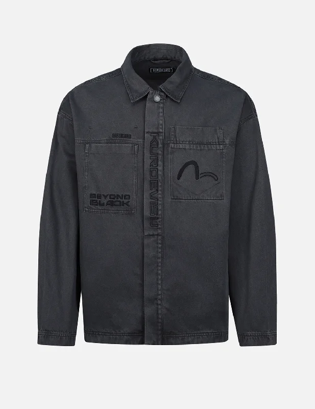 Versatile Logo Embroidery Garment Washed Shirt Jacket