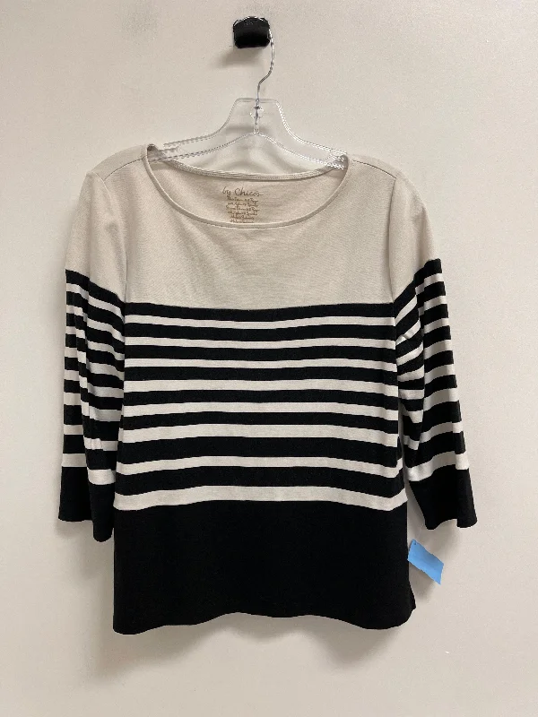 Functional top Top Long Sleeve By Chicos In Striped Pattern, Size: M