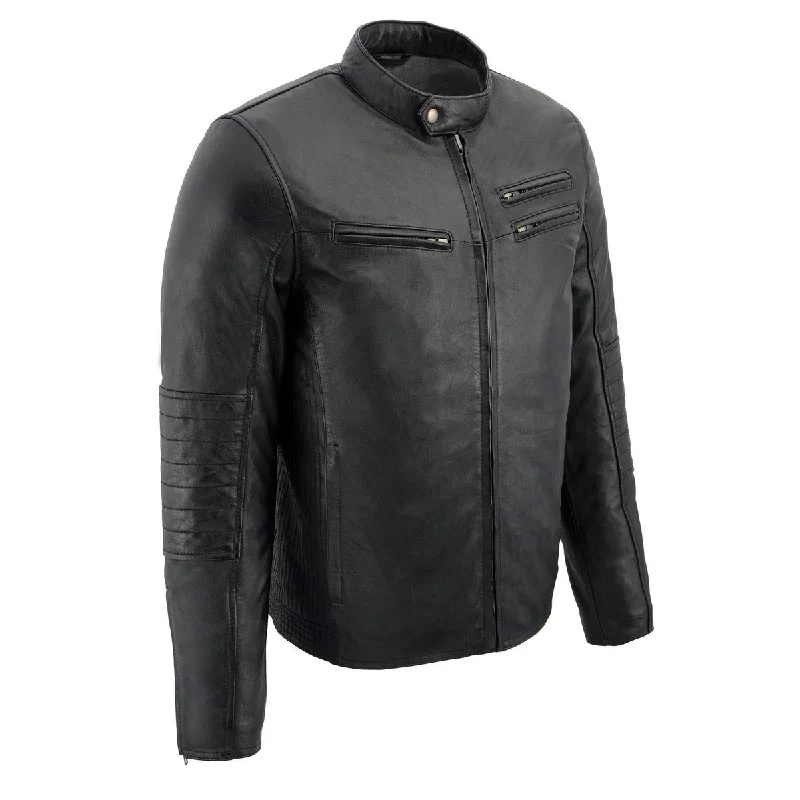 Parka-inspired Milwaukee Leather SFM1806 Men's Black Euro Collar Cafe Style Leather Jacket