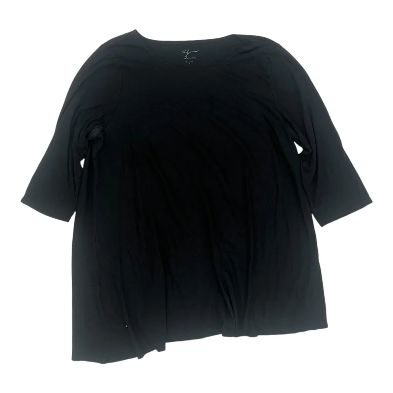 Comfortable top Top 3/4 Sleeve By Andrea Jovine In Black, Size:3X