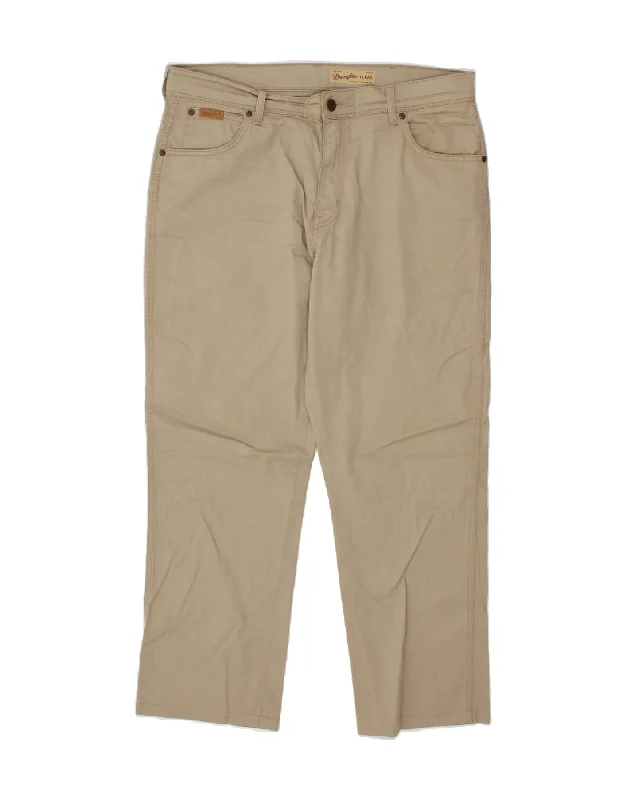 Studded WRANGLER Mens Texas Stretch Straight Casual Trousers W36 L28  Beige Cotton