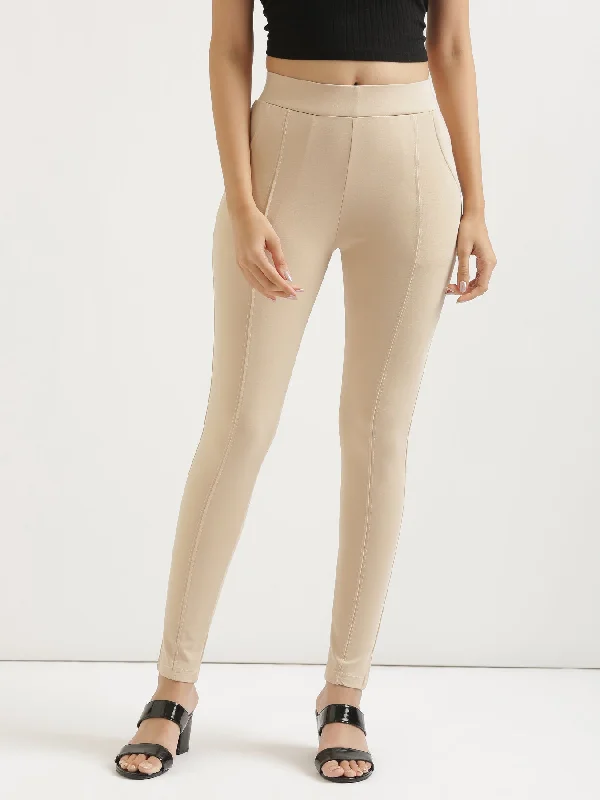 Warm pants Beige 4-Way Stretchable Pants