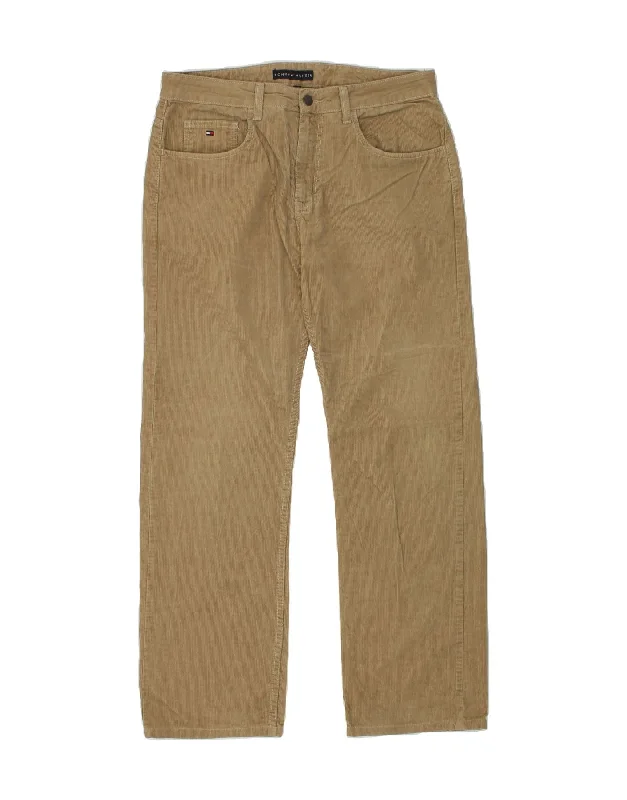 Recycled denim TOMMY HILFIGER Mens Straight Corduroy Trousers W32 L31 Beige Cotton