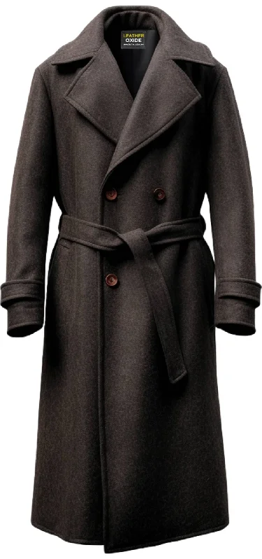 Parka-inspired Men Wool Long Coat - Wool coat