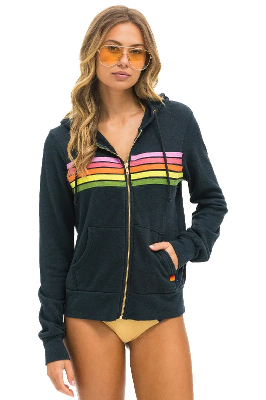 Cozy-comfort 5 STRIPE HOODIE - CHARCOAL // PINK // GREEN