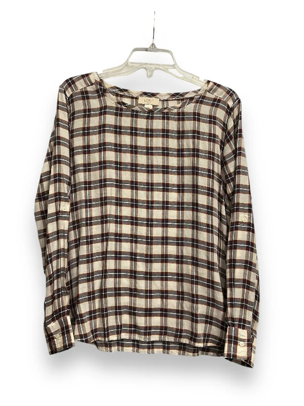 Sporty long sleeve Top Long Sleeve By Loft O In Plaid, Size: Xs