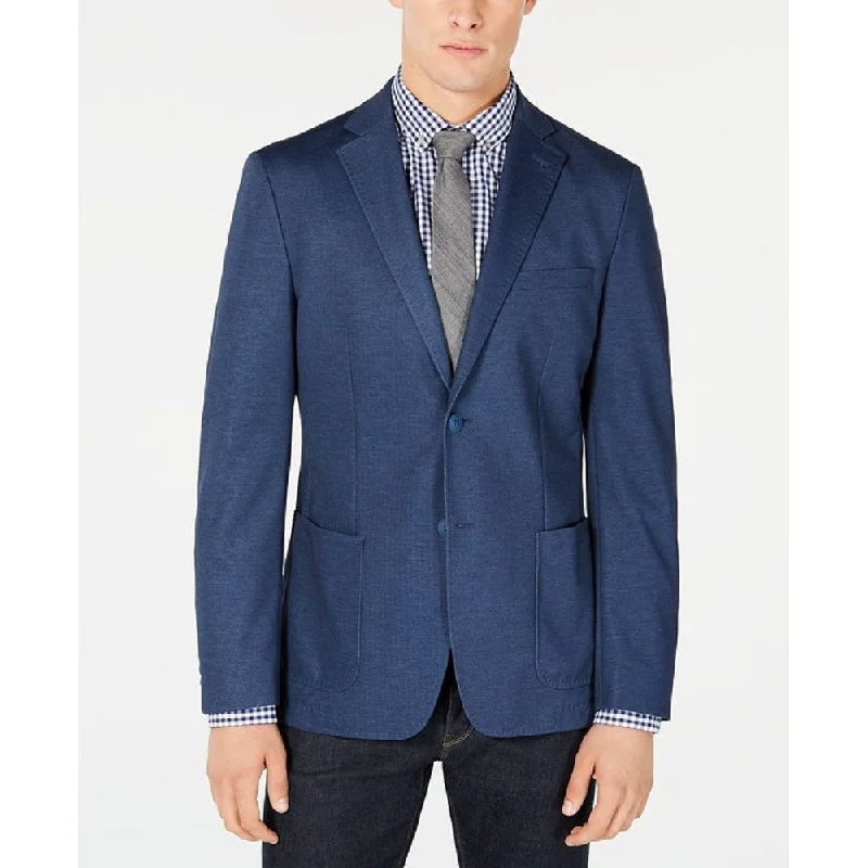 Heritage Calvin Klein Men's Slim Fit Stretch Solid Doubleface Knit Sport Coat Blue Size 36