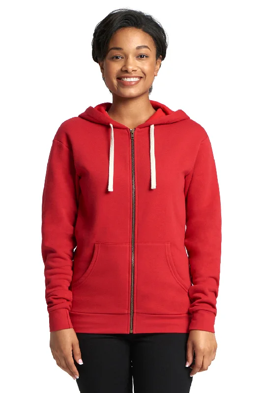 Subtle patterns Next Level Mens Fleece Full Zip Hooded Sweatshirt Hoodie w/ Pockets - Red - Closeout