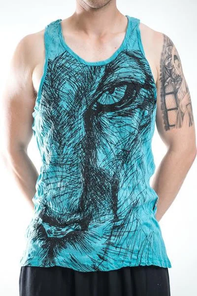 Vintage-inspired vest Sure Design Men's Lions Eye Tank Top Turquoise