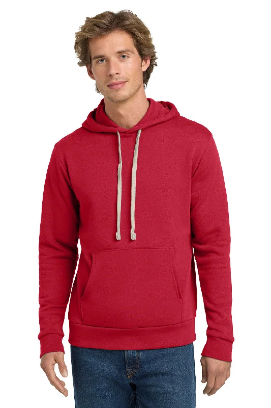 Preppy sweater Next Level Mens Fleece Hooded Sweatshirt Hoodie w/ Pouch Pocket - Red