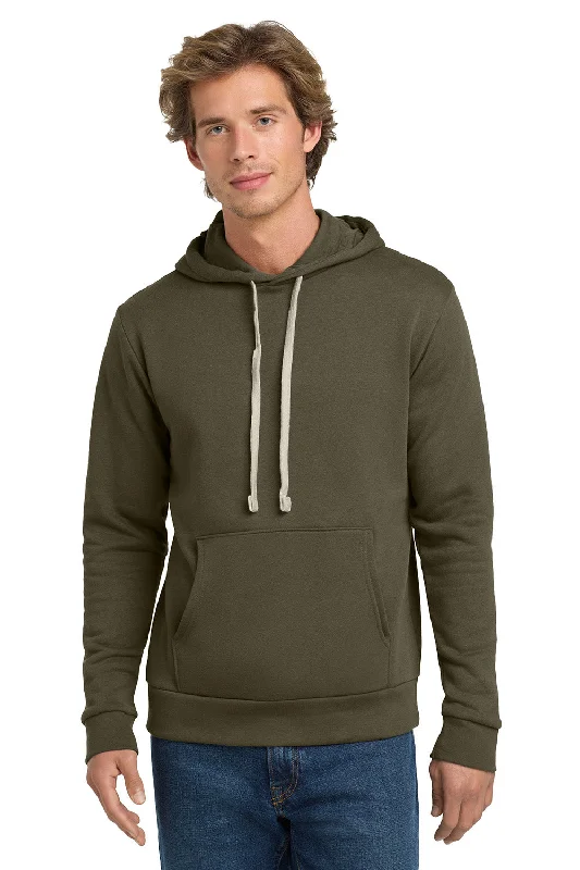 Street-style Next Level Mens Fleece Hooded Sweatshirt Hoodie w/ Pouch Pocket - Military Green