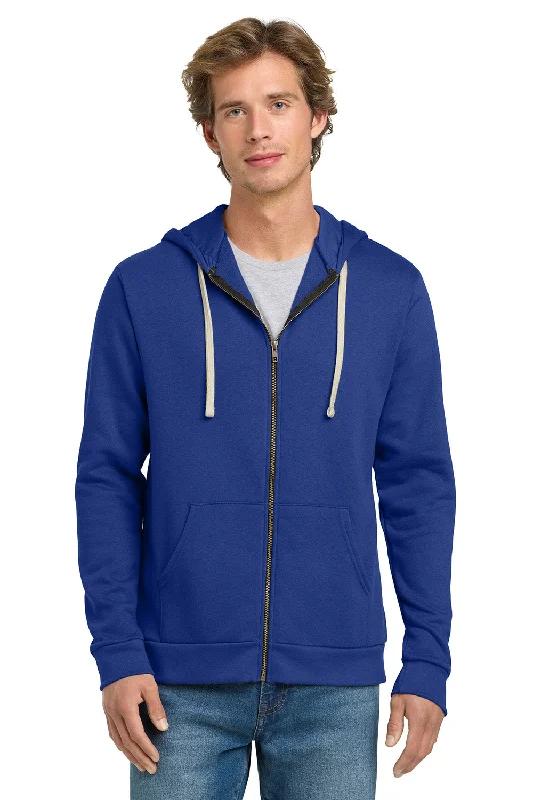 Warm layering Next Level Mens Fleece Full Zip Hooded Sweatshirt Hoodie w/ Pockets - Royal Blue