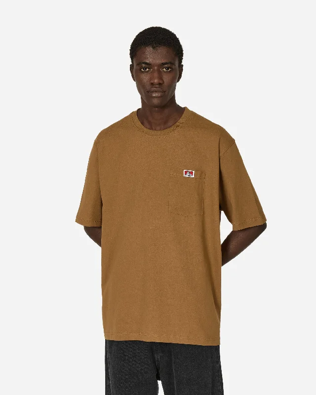 Checked Heavy Duty Classic Label Pocket T-Shirt Coyote Brown