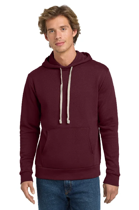 Sporty-chic Next Level Mens Fleece Hooded Sweatshirt Hoodie w/ Pouch Pocket - Maroon