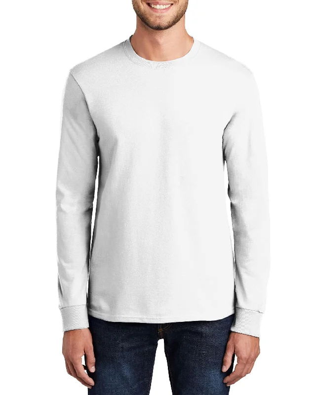 Slim-shouldered Men's Long Sleeve Essential Crew Neck T-Shirt