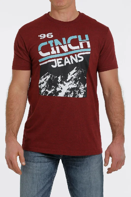 Business-casual Cinch Heather Red Print Tee