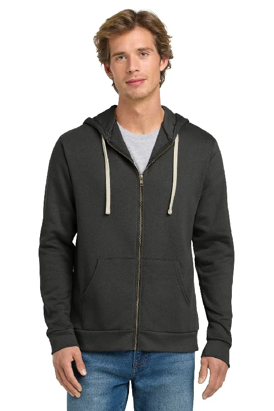 Tailored fit Next Level Mens Fleece Full Zip Hooded Sweatshirt Hoodie w/ Pockets - Heavy Metal Grey