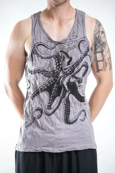 Modern vest Sure Design Men's Octopus Tank Top Gray