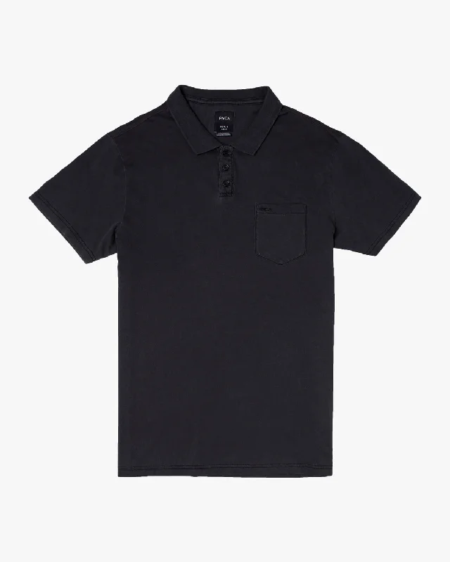 Houndstooth PTC Pigment Polo Shirt - Black