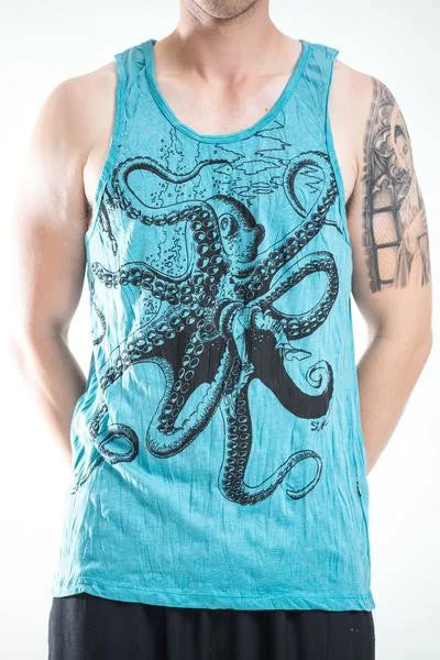 Boho vest Sure Design Men's Octopus Tank Top Turquoise