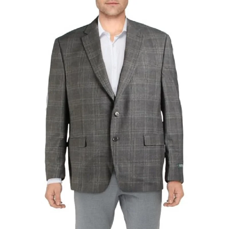 Vintage-inspired Ralph Lauren Men's Wool Blend Plaid Sportcoat Gray Size 36