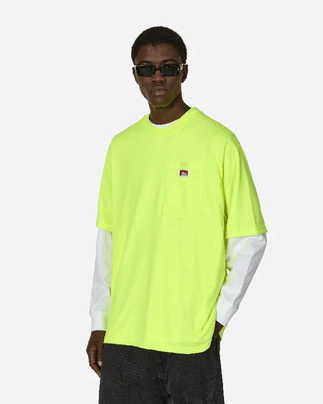 Soft-shouldered Heavy Duty Classic Label Pocket T-Shirt Hi Vis Green