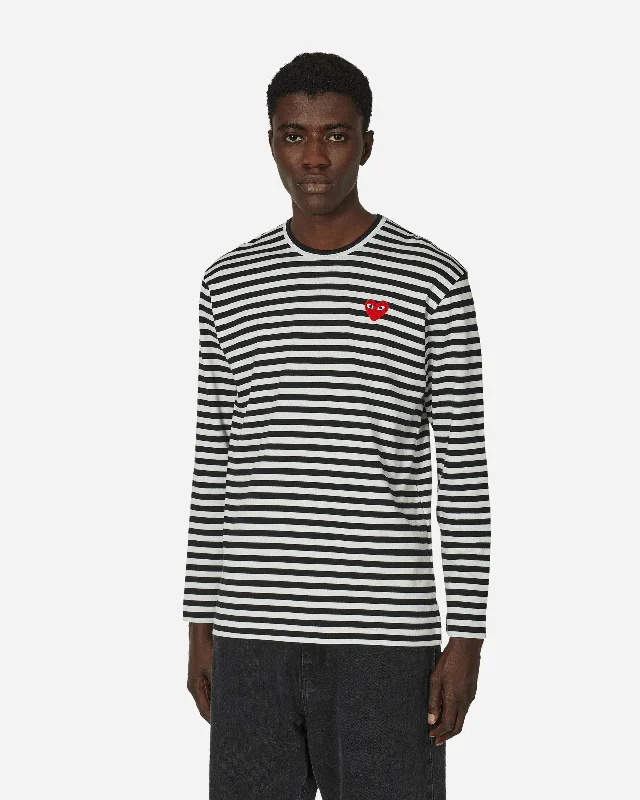 Italian Heart Striped Longsleeve T-Shirt Black