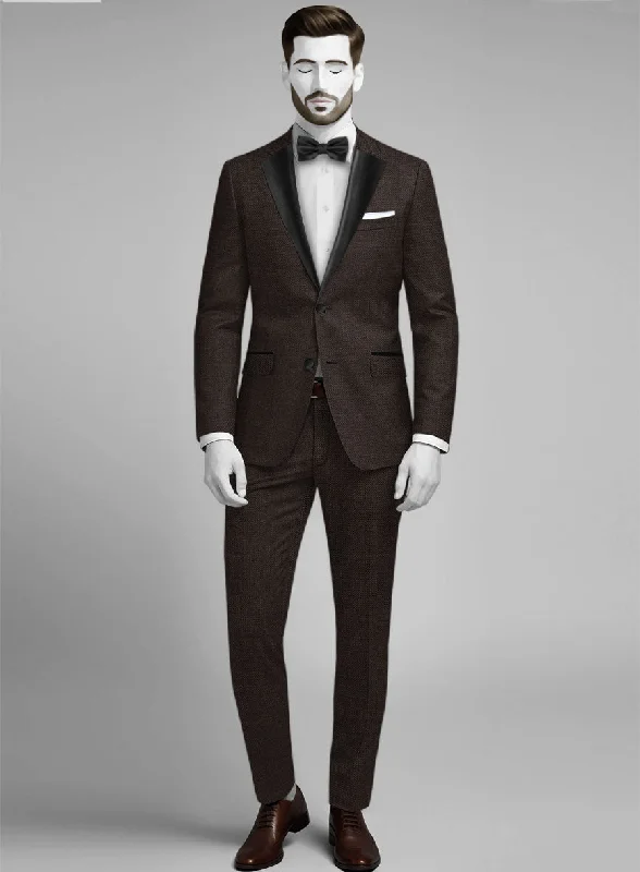 English Napolean Dark Brown Wool Tuxedo Suit