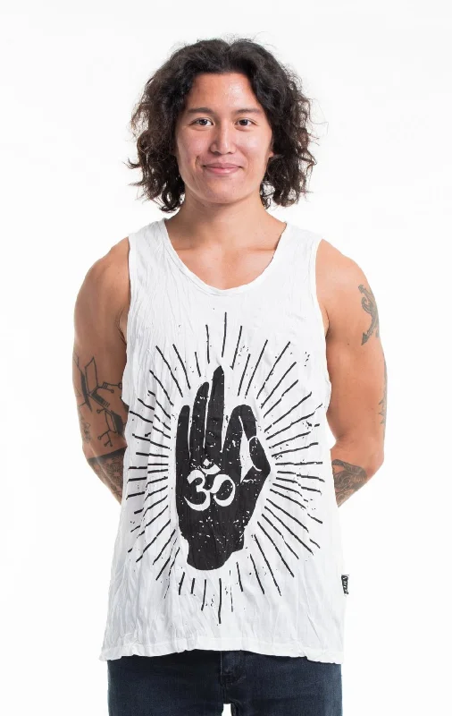 Tailored vest Sure Design Men's Hand of Om Tank Top White