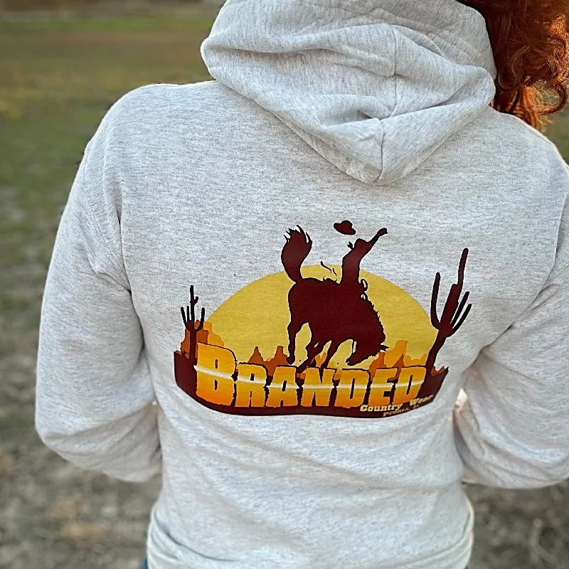 Cozy shirt  BRANDED Sunset Cowboy Logo Hoodie in Oatmeal Heather