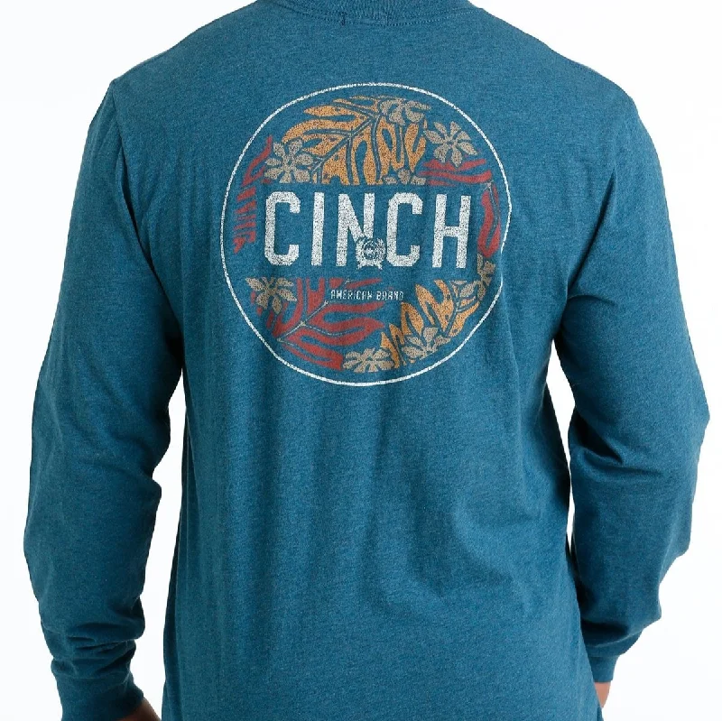 Linen shirt Cinch Men's "Hawaiian" L/S Graphic Logo T-Shirt in Blue