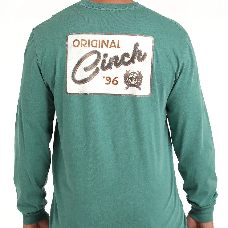 Oversized shirt Cinch Men's "Cinch Original" L/S Graphic Logo T-Shirt in Green