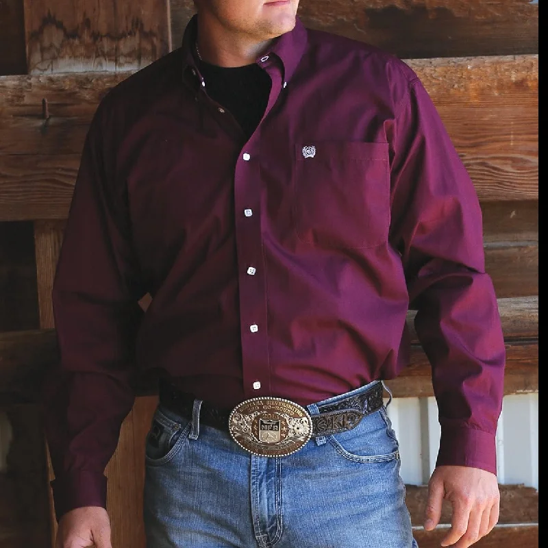 Sleeveless shirt Cinch Men's Classic Fit Solid Burgundy Western Shirt