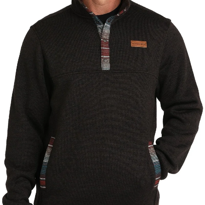 Plain shirt Cinch Men's Logo Quarter Snap Pullover Sweater in Brown