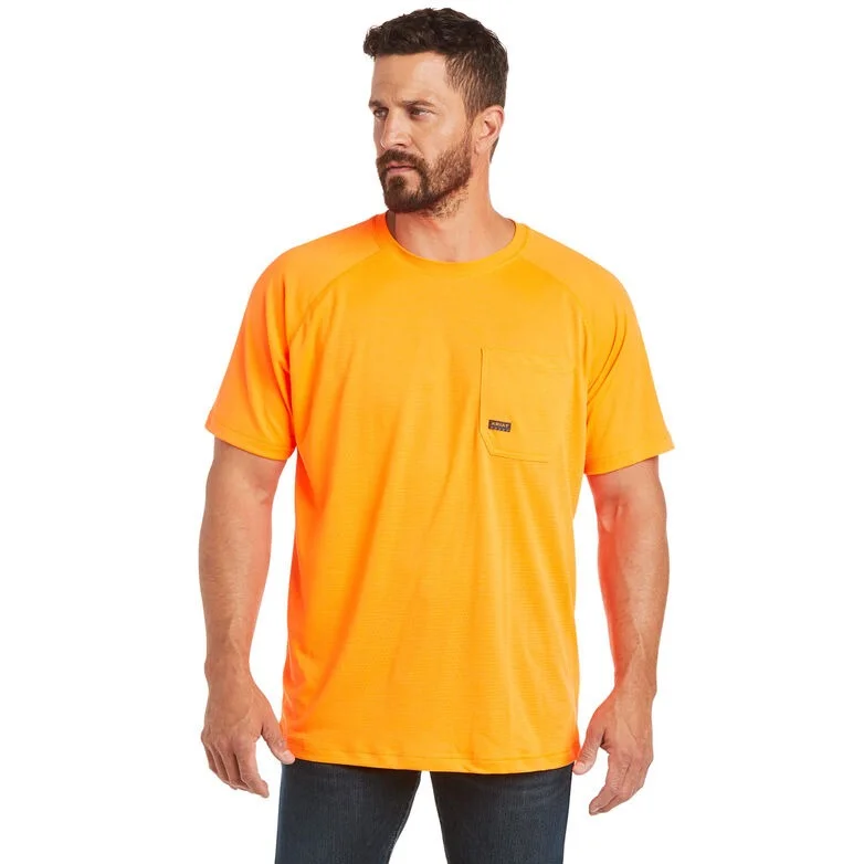 Chino shirt Ariat Men's Rebar Heat Fighter T-Shirt- Neon Orange