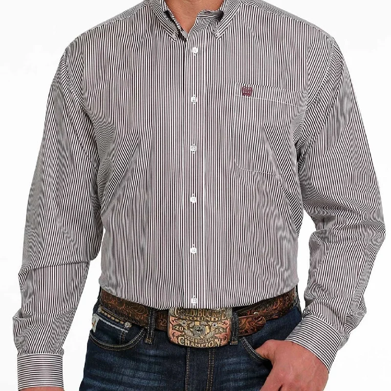 Silk shirt Cinch Men's White and Purple Stripe Long Sleeve Western Shirt