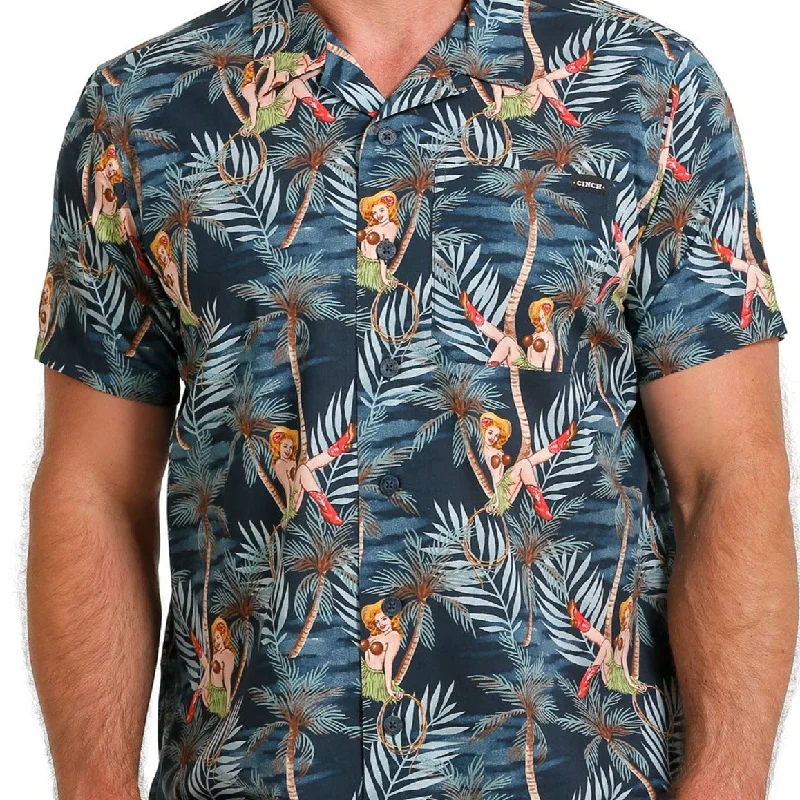 Modern shirt Cinch Men's Hawaiian Hula Girl Short Sleeve Camp Shirt