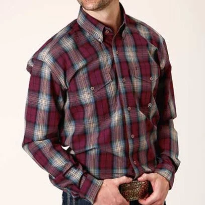 Preppy shirt Roper Men's Amarillo Collection Red Button Down Western Shirt