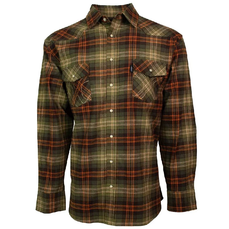 Linen shirt Hooey Men's Green and Orange Flannel Snap Shirt