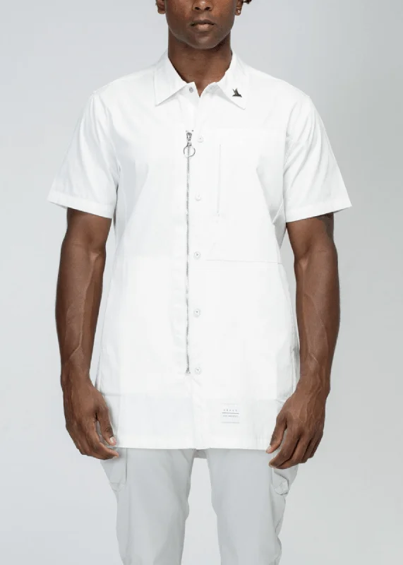 Graphic shirt Konus Men's Collared Zip Up Shirt in White