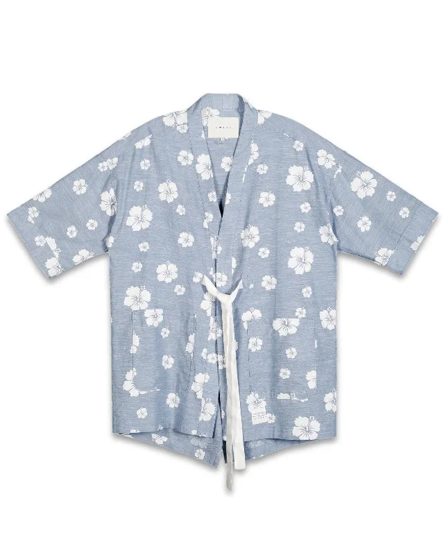 Oversized shirt Konus Men's Floral Kimono Shirt in Blue