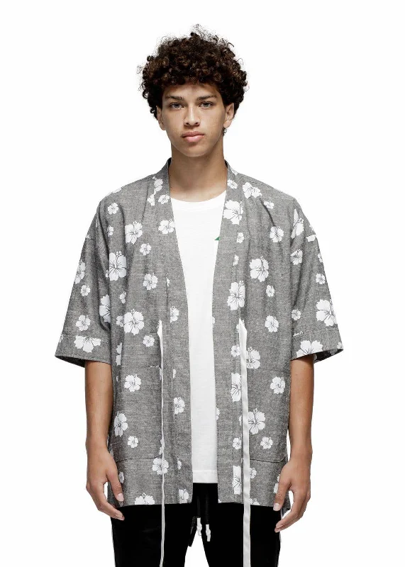 Blouse shirt Konus Men's Floral Kimono Shirt in Gray