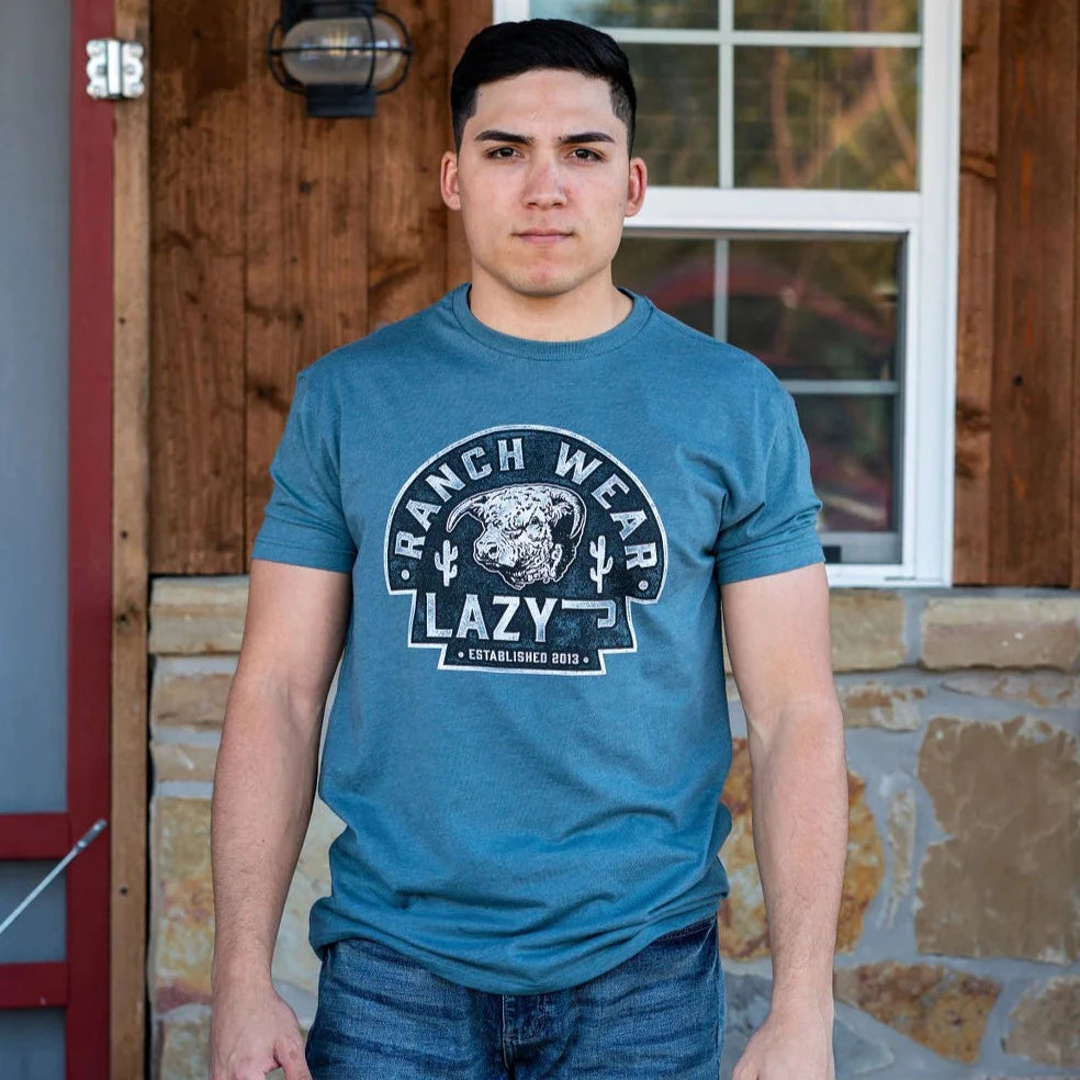 Dress shirt Lazy J Ranch Wear Blue Cactus Arrowhead T-Shirt