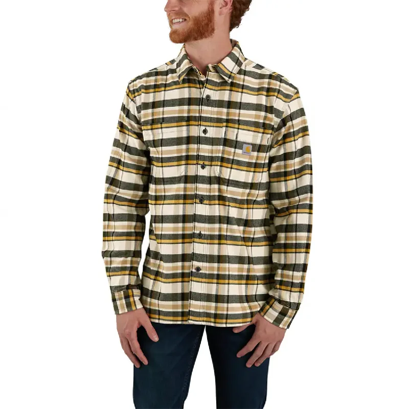 Hawaiian shirt Men's Rugged Flex Relaxed Fit Midweight Flannel Long-Sleeve Plaid Shirt 106352