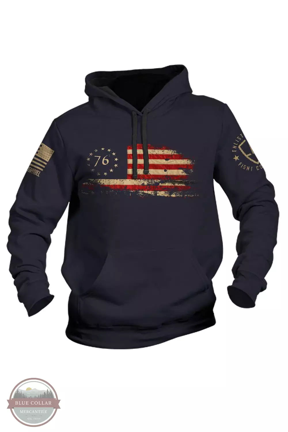 Casual plaid shirt E9-76-H-NAVY Enlisted 9 - 76 Flag Hoody