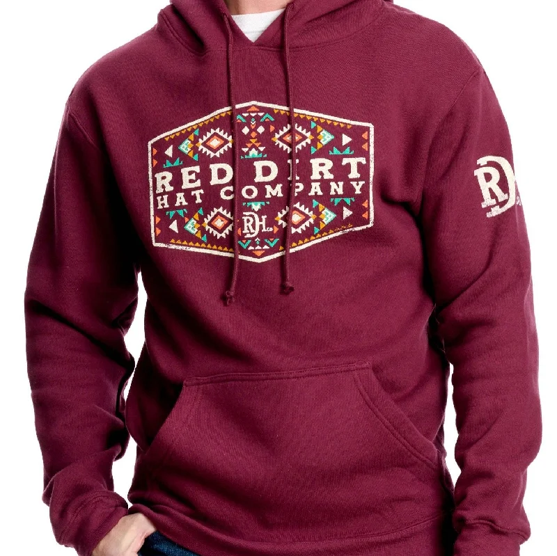 Printed shirt Red Dirt Hat Co. "Cowboy Aztec" Hoodie in Burgundy