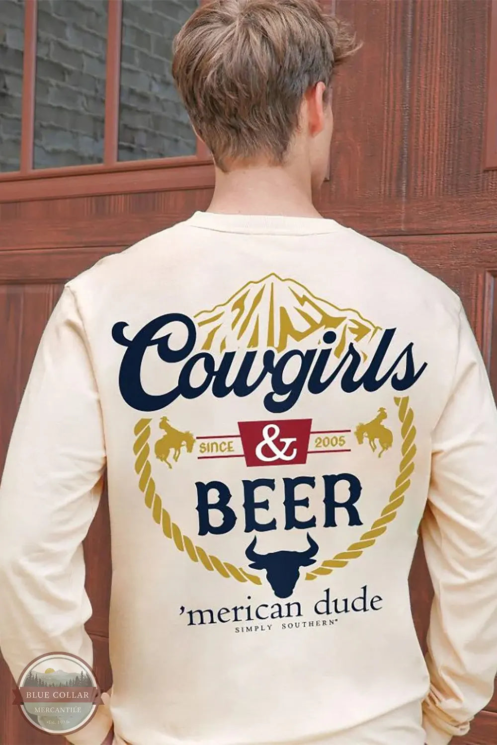 Chino shirt MN-LS-COWGIRLS-WHISPER Cowgirls & Beer 'merican Dude Long Sleeve T-Shirt